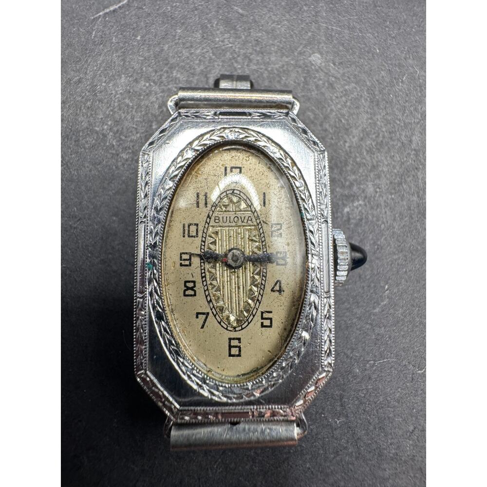 Vintage Bulova 6AF Art Deco 15 Jewels Hand Wind Wrist Watch Silver Tone No Band